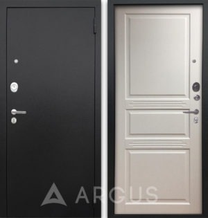 Железная дверь Аргус Люкс ПРО 3К Черный шелк Джулия-2 Эмаль Белый жемчуг