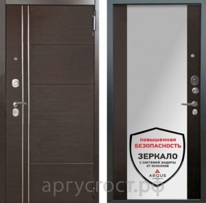 Металлическая входная дверь с зеркалом Аргус Люкс ПРО 3К 2П Серебро антик Лофт Венге/Вояж Венге