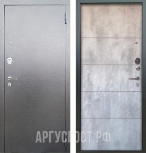 Стальная входная дверь Аргус Люкс 3К Серебро антик Агат Светлый бетон