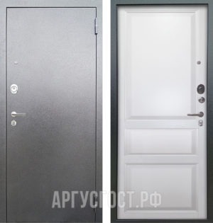 Железная входная дверь с молдингом Аргус Люкс 3К Серебро антик Каролина Эмаль белая