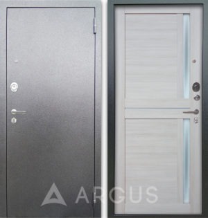 Стальная сейф дверь со стеклом и молдингами Аргус Люкс 3К Серебро антик Мирра Буксус