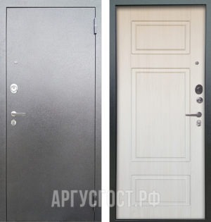 Входная стальная сейф дверь Аргус Люкс 3К Серебро антик Ниагара Белый ясень