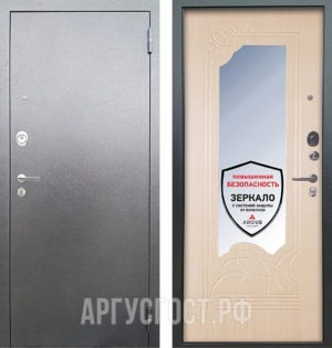Металлическая сейф дверь с зеркалом Аргус Люкс 3К Серебро антик Ольга Дуб беленый в Балашихе