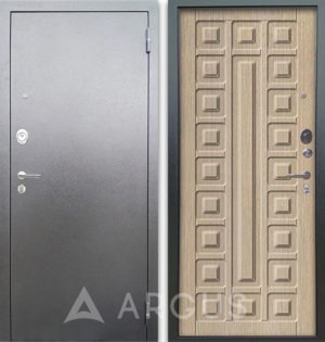 Входная железная дверь Аргус Люкс 3К Серебро антик Сенатор Капучино