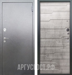 Входная дверь Аргус Люкс 3К Серебро антик Техно Светлый бетон